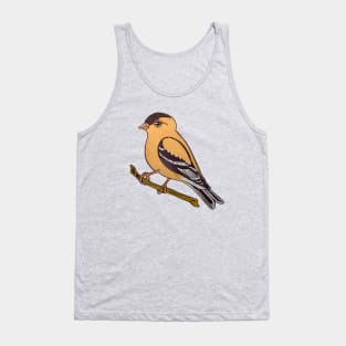 American Goldfinch Yellow Bird on Branch Tank Top